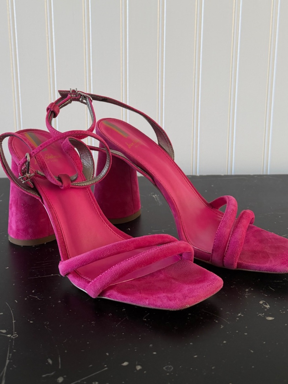 Sam Edelman Pink Suede Strappy Block Heels - 8